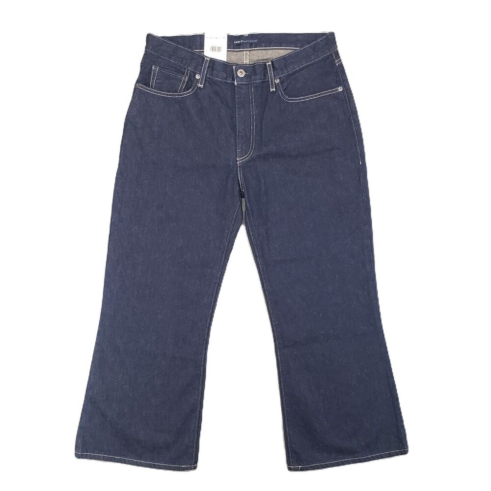 New! Levis Made & Crafted Cropped Flare‎ Jeans Womens 30x24 Blue Cottonized Hemp